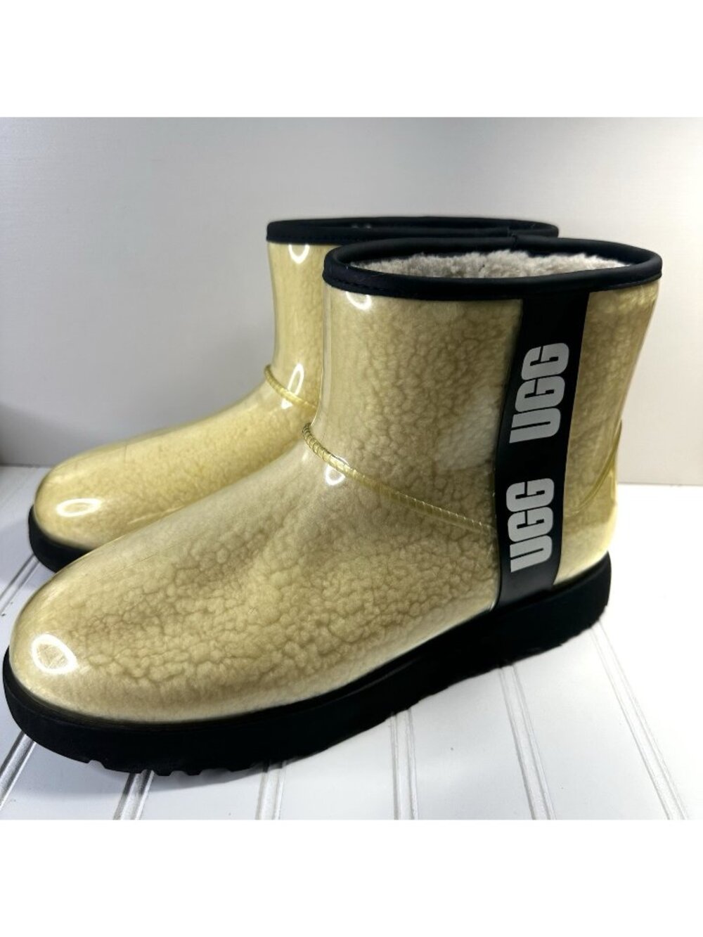 UGG Women's 10 Classic Clear See-Thru Mini Boot Waterproof Sheepskin 1113190